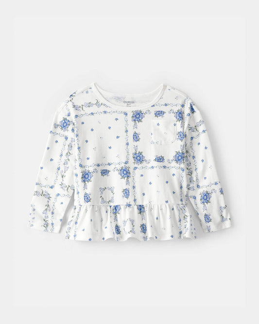 Oshkosh Toddler Girl Bananda Long-Sleeve Peplum Top - White
