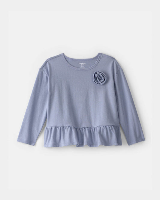 Oshkosh Toddler Girl Rose Long-Sleeve Peplum Top - Blue