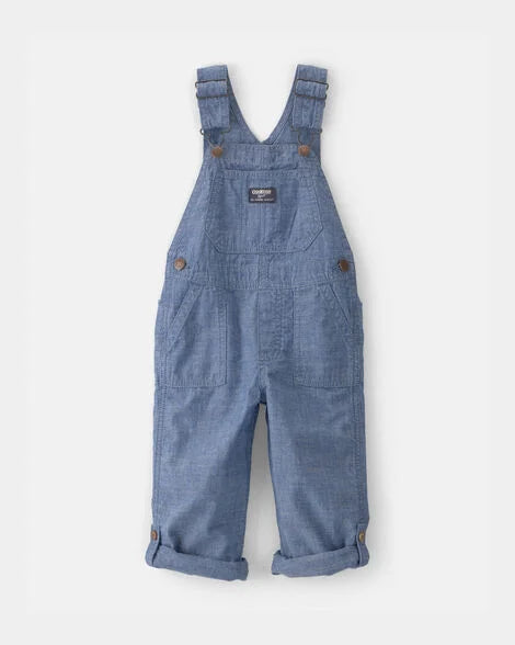 Oshkosh Toddler Boy Chambray Cuffed Overalls - Medium Wash