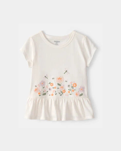 Oshkosh Toddler Girl Floral Embroidered Top - Ivory