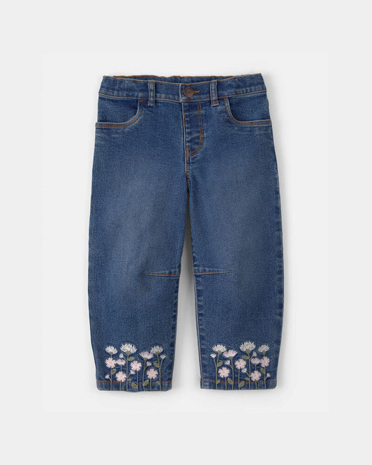 Oshkosh Toddler Girl Floral Barrel Jeans - Dark Wash