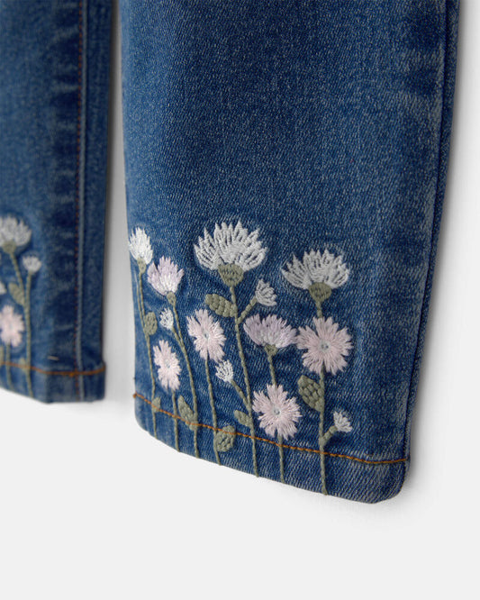 Oshkosh Toddler Girl Floral Barrel Jeans - Dark Wash