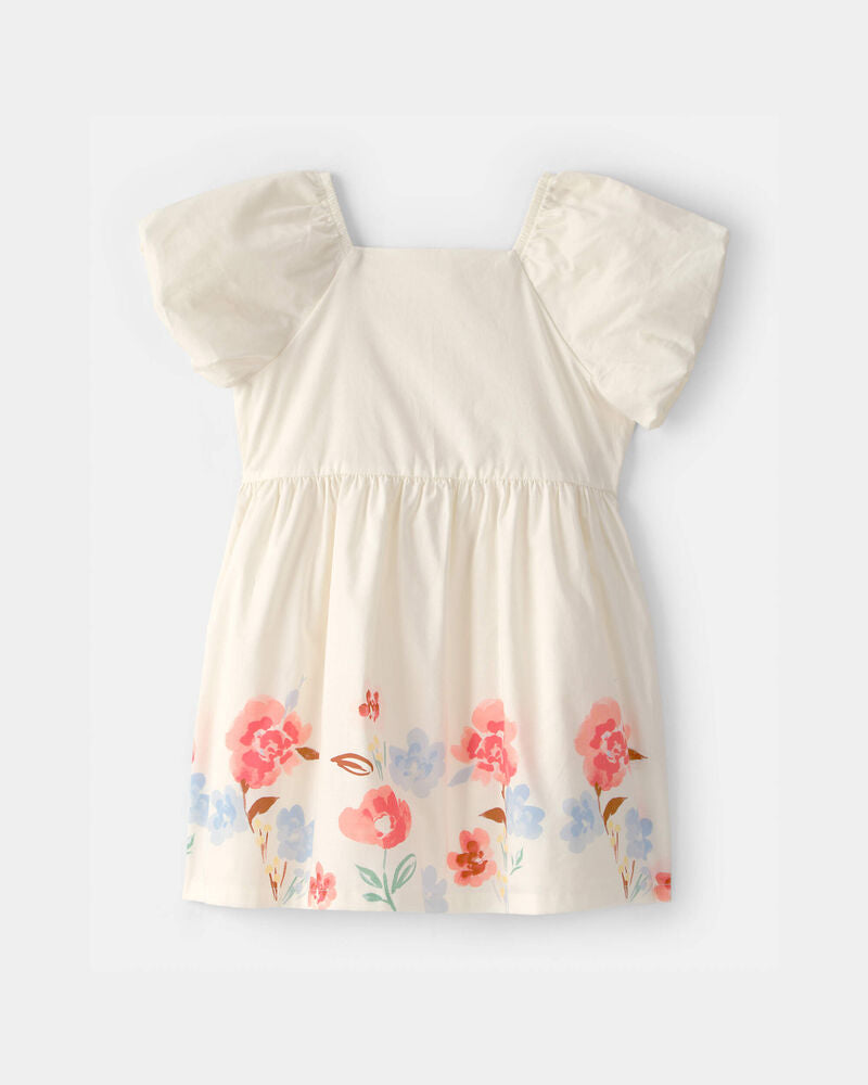 Carter's Toddler Girl Floral Puff Sleeve Dress - Ivory