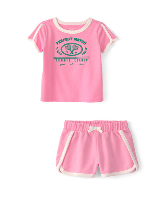 Carter's Toddler Girl 'Perfect Match' Top with French Terry Athletic Shorts