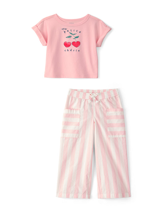 Carter's Toddler Girl Cherry Top with Striped Pants