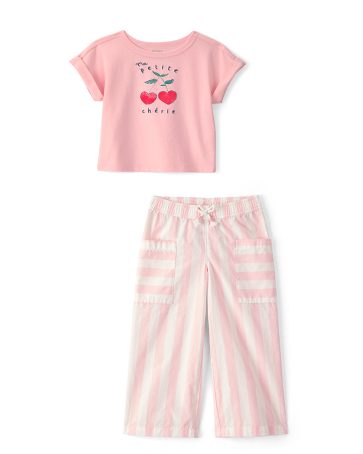 Carter's Toddler Girl Cherry Top with Striped Pants