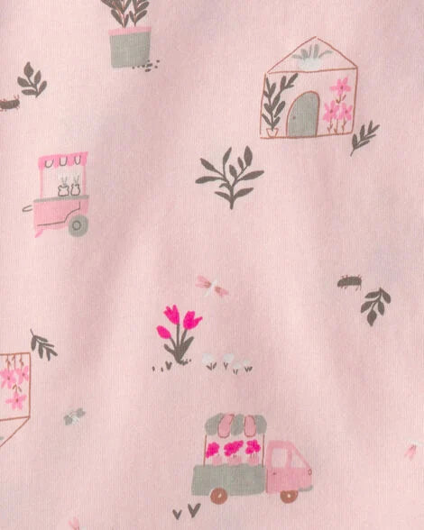 Carter's Toddler Girl 2-Piece Flower Truck Top & Short Set - Pink