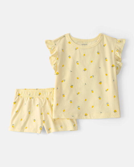 Carter's Toddler Girl 2-Piece Lemon Top & Short Set - Yellow