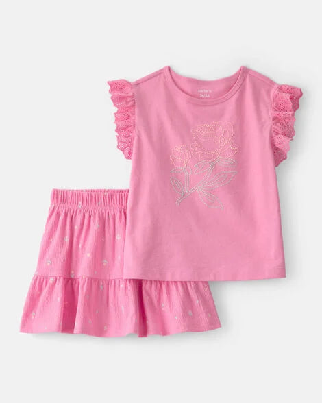 Carter's Toddler Girl 2-Piece Floral Top & Skort Set - Pink