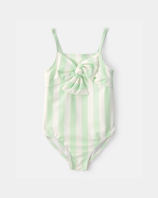 Carter's Toddler Girl 1-Piece Striped Swimsuit - Green/Ivory