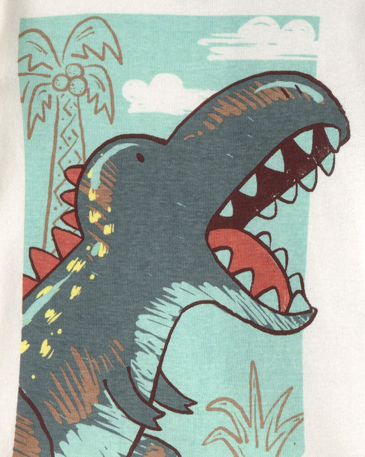 Carter's Toddler Boy Dinosaur 100% Cotton Snug Fit 4-Piece Pyjama Set - Blue/Grey