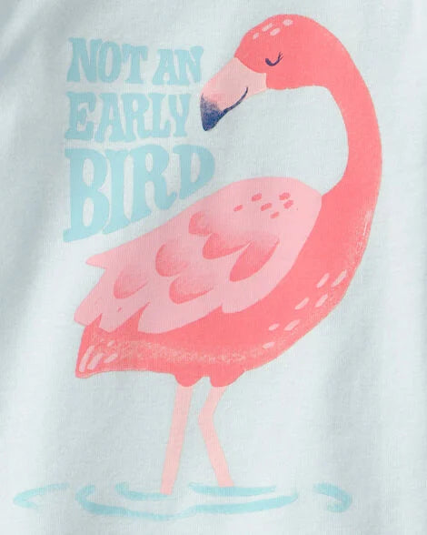 Carter's Toddler Girl Flamingo 100% Cotton Short-Sleeve Snug Fit 4-Piece Pajama Set - Pink/Blue