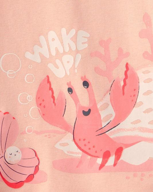 Carter's Toddler Girl Seashells 100% Cotton Short-Sleeve Snug Fit 4-Piece pyjama Set - Pink/Orange