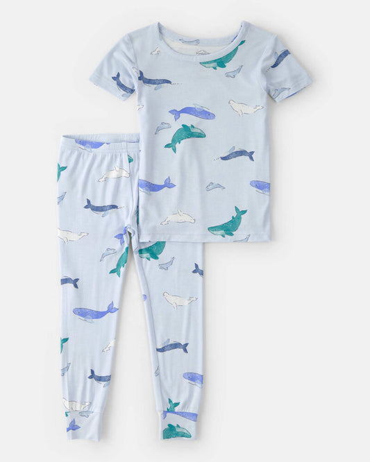 Carter's Toddler Boy Whale PurelySoft Short-Sleeve Snug Fit 2-Piece Pyjama Set - Blue