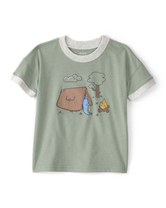 Carter's Toddler Boy Camping Dinosaur Graphic Tee with Cargo Joggers