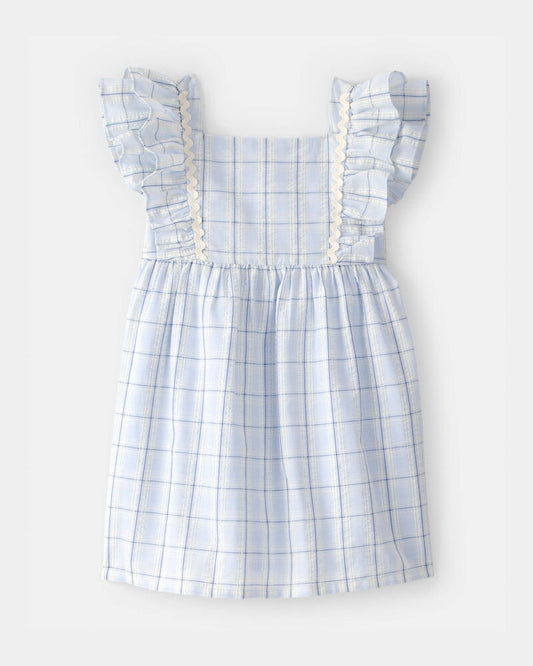 Carter's Toddler Girl Ruffle-Sleeve Plaid Dress - Blue