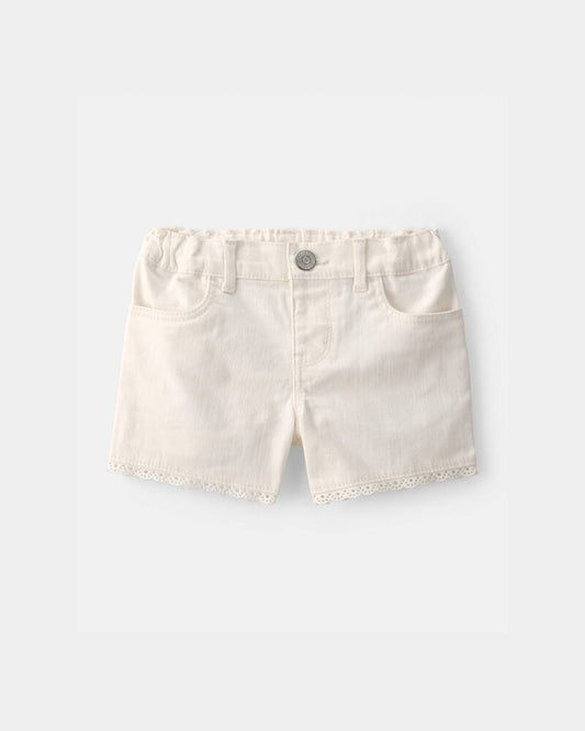 Oshkosh Toddler Girl Eyelet Trim Twill Shorts - Cream