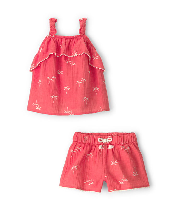 Carter's Toddler Girl Palm Tree Gauze Tank Top with Gauze Fashion Shorts