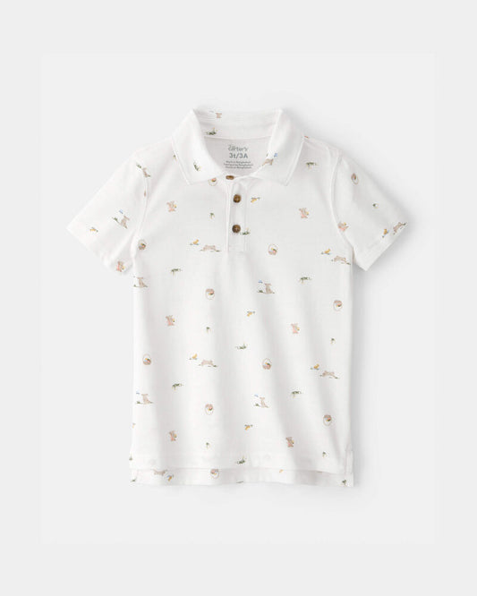 Carter's Toddler Boy Easter Bunny Polo Shirt - White