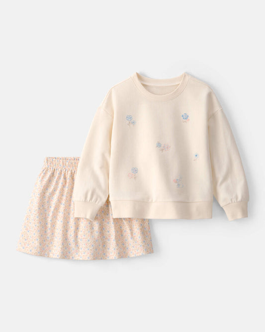 Carter's Toddler Girl 2-Piece Floral French Terry Top & Skort Set - Cream