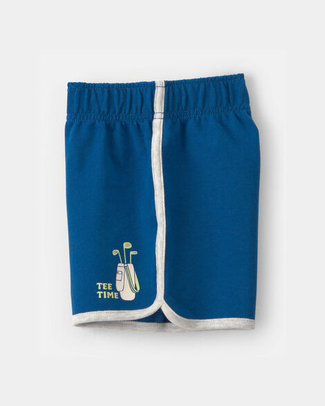 Carter's Toddler Boy 2-Piece 'All Day Fun' Golf Top & Short Set - Grey/Blue