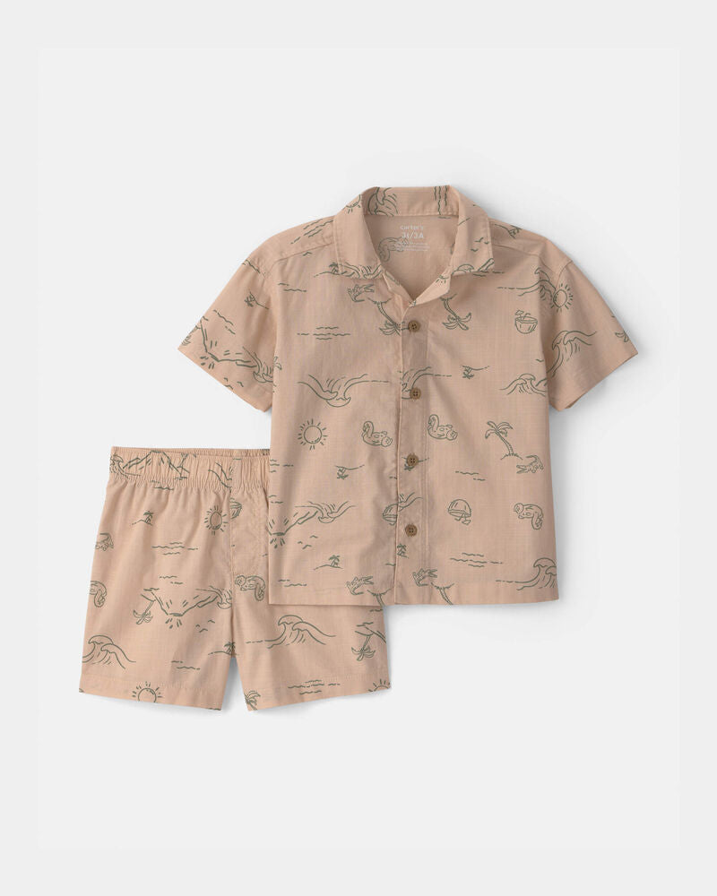Carter's Toddler Boy 2-Piece Island Top & Short Set - Tan