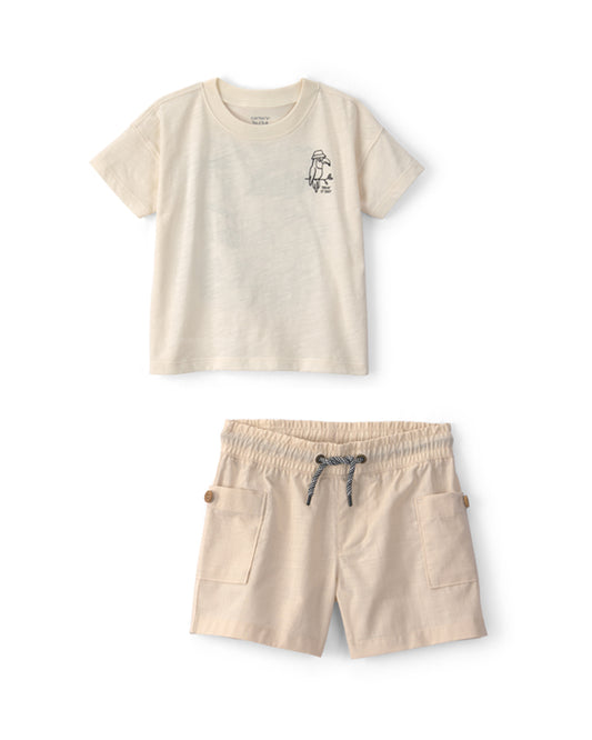 Carter's Toddler Boy Toucan Tropical Graphic Tee with Pocket Short
