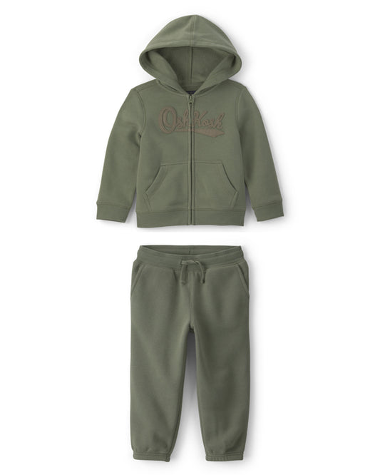 Oshkosh Toddler Boy Oshkosh Fleece Logo Zip Hoodie with Pants