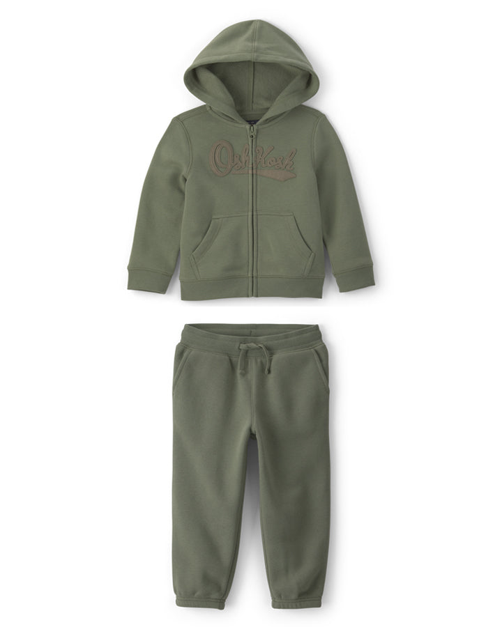 Oshkosh Toddler Boy Oshkosh Fleece Logo Zip Hoodie with Pants