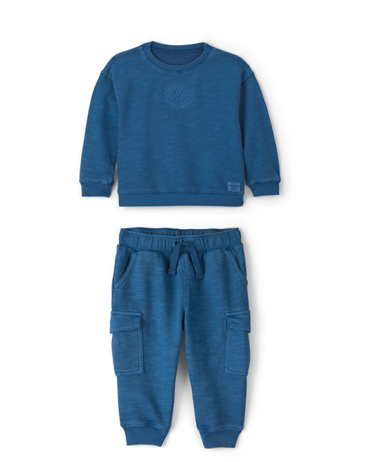 Oshkosh Toddler Boy OshKosh Logo French Terry Pullover Sweatshirt with Cargo Knit Joggers