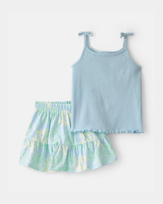 Carter's Toddler Girl 2-Piece Tank Top & Tropical Floral Skirt Set - Blue