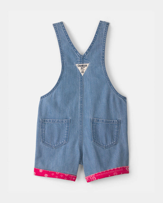 Oshkosh Toddler Girl Bandana Denim Shortall - Blue/Red