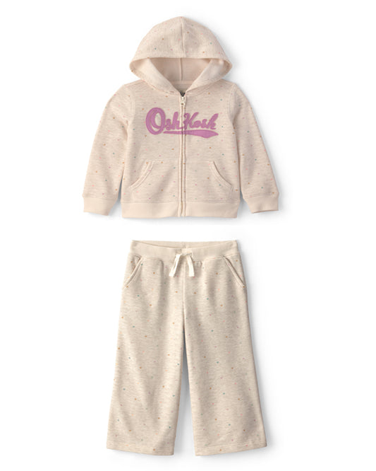 Oshkosh Toddler Girl Heart OshKosh Logo Fleece Zip-Up Hoodie with Drawstring Pants