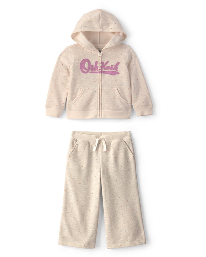 Oshkosh Toddler Girl Heart OshKosh Logo Fleece Zip-Up Hoodie with Drawstring Pants