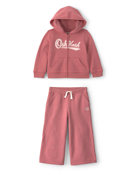 Oshkosh Toddler Girl OshKosh Logo Fleece Zip-Up Hoodie with Drawstring Pants