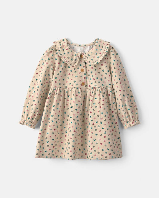 Carter's Toddler Girl Floral Collared Corduroy Long-Sleeve Dress - Cream