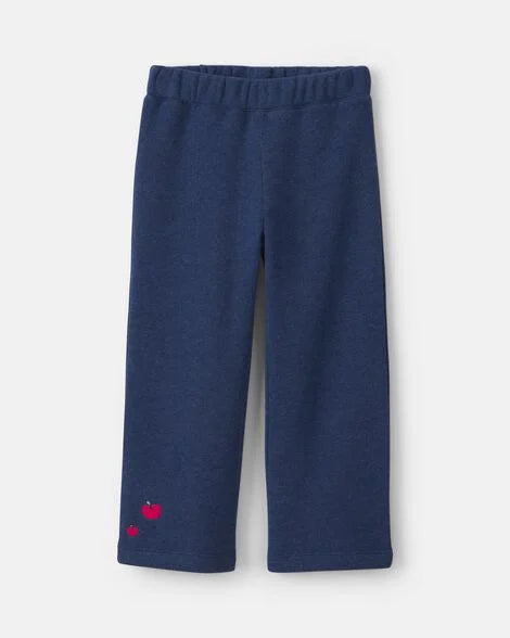 Carter's Toddler Girl 2-Piece Apple Striped Fleece Long-Sleeve Top & Pant Set - Navy Blue/Cream