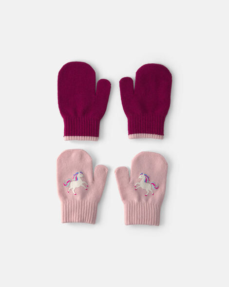 Carter's Toddler Girl 2-Pack Unicorn Mittens - Pink/Burgundy