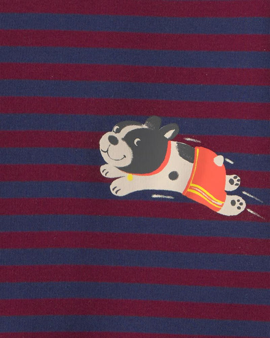 Carter's Toddler Boy 4-Piece Dog Striped 100% Cotton Snug Fit Pyjama Set - Burgundy/Cream