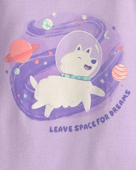 Carter's Toddler Girl 4-Piece Space Dog 100% Cotton Snug Fit Pajama Set - Purple