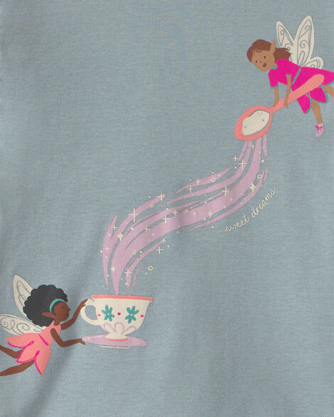 Carter's Toddler Girl 4-Piece Fairy 100% Cotton Snug Fit Pajama Set - Blue/Cream
