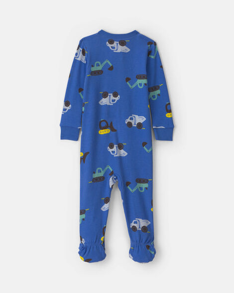 Carter's Toddler Boy 1-Piece Construction 100% Cotton Snug Fit Footed Pajama - Blue