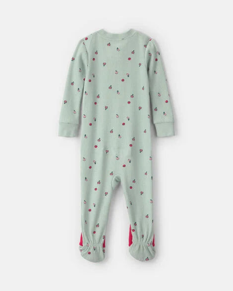 Carter's Toddler Girl 1-Piece Apple Thermal Snug Fit Footed Pajama - Green