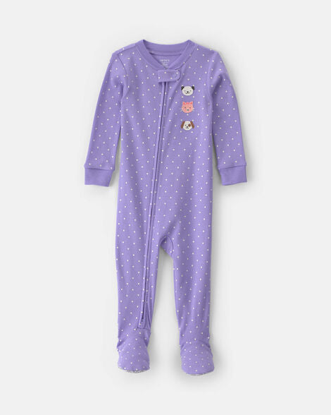 Carter's Baby Girl 1-Piece Pets 100% Cotton Snug Fit Footed Pajama - Purple