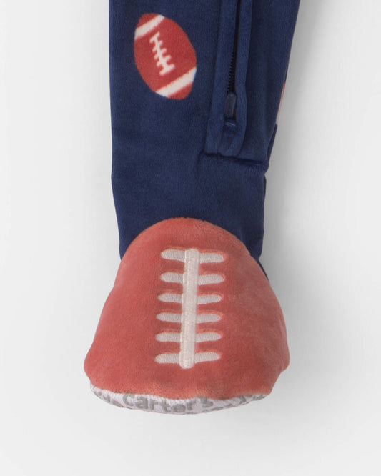 Carter's Toddler Boy 1-Piece Football DreamPlush Snug Fit Footed Pyjama - Navy Blue
