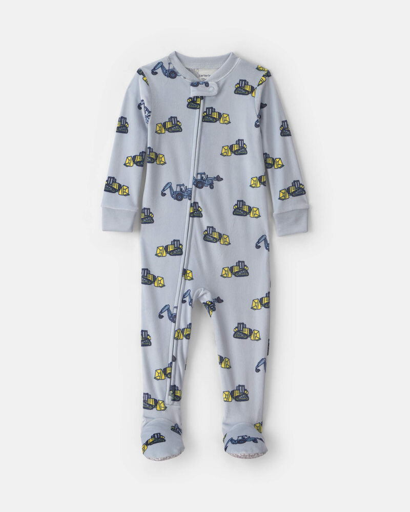 Carter's Toddler Boy 1-Piece Construction DreamPlush Snug Fit Footed Pyjama - Blue
