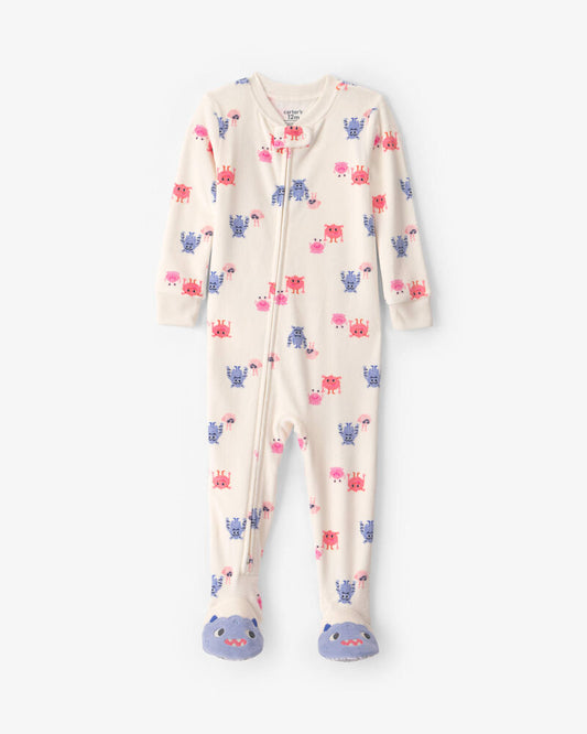 Carter's Toddler Girl 1-Piece Monster DreamPlush Snug Fit Footed Pyjama - Cream