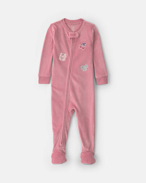 Carter's Toddler Girl 1-Piece Icon DreamPlush Snug Fit Footed Pajama - Pink