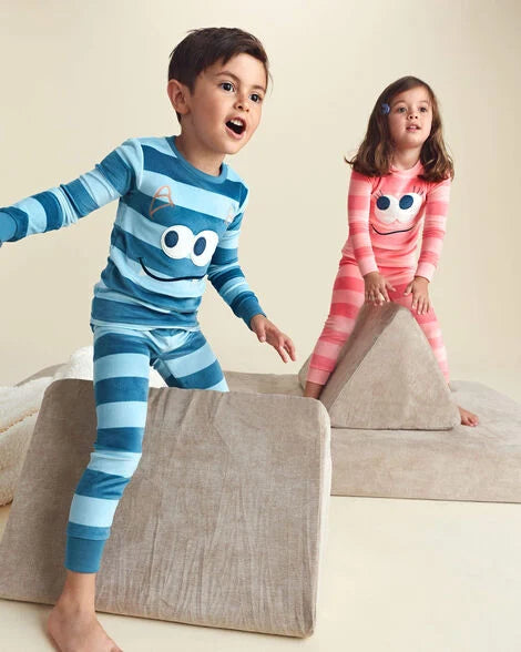 Carter's Toddler Boy 2-Piece Monster Striped DreamPlush Snug Fit Pajama Set - Blue
