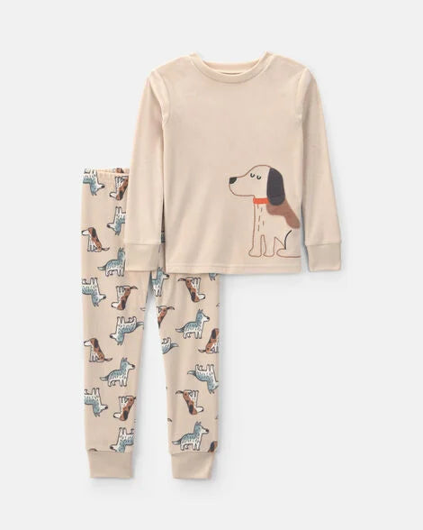 Carter's Toddler Boy 2-Piece Dog DreamPlush Snug Fit Pajama Set - Tan